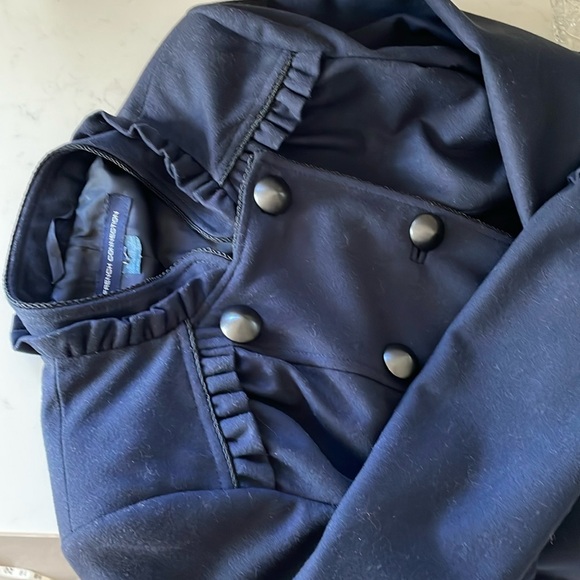 French Connection wool navy coat/jacket with black piping - Picture 11 of 17
